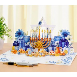 CUTPOPUP Hanukkah Pop Up Card, Happy Chanukah Holiday for Family Friends Boys, Girls, Men, Women (Menorah) SD252US1520
