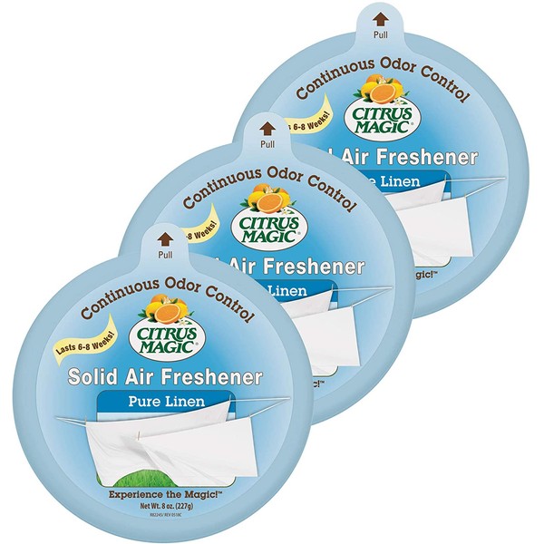 Citrus Magic Solid Air Freshener Pure Linen, Pack of 3, 8-Ounces Each