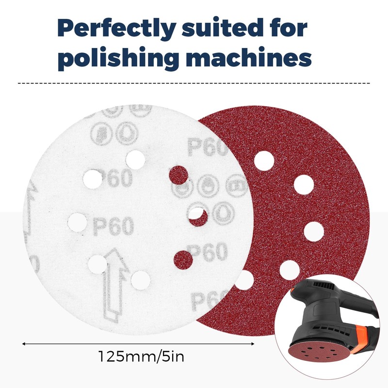 125mm Sanding Discs,100Pcs Orbital Sander Discs Hook and Loop Sanding