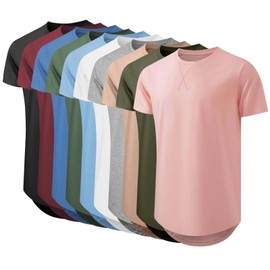 Mancozy 10 Pack Premium Men's Fitted Crew Neck Plain Essential Tees Short Sleeve T-Shirts for Men X-Large