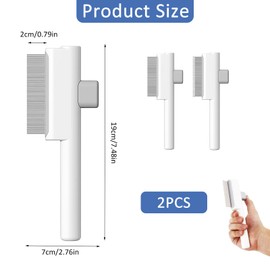 2Pcs Self Cleaning Stainless Steel Cat and Dog Combs Set, Cat Grooming Brush with Release Button, Removing Matted & Loose Fur, Compressed Teeth and Long Teeth Combs Set for Dogs and Cats