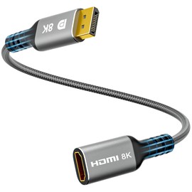 8K DisplayPort to HDMI Adapter, Uni-Directional DP 1.4 Male (Source) to HDMI 2.1 Female (Screen) Converter, DP Male to HDMI Connector 8K@60Hz, 4K@120Hz for PC, Dell, HP, NVIDIA, Laptop and More