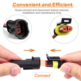 DAOKAI Waterproof Car Electrical Connector, 2/3/4 Pin Way Electrical Wire Connector,Quick Disconnect Connector with Wire 16AWG Male and Female Plug for Car Truck Motorcycle Boat - 8pcs
