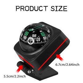 Brújula de Coche Mejorada, 2.6x2.2x2.1 Brújula de Coche para Tablero con Ángulo Ajustable, Brújulas Portátiles para Tablero de Coche Accesorios de Aut