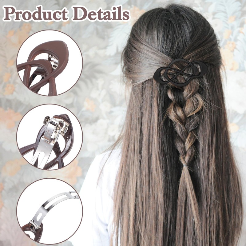 Wanmu 2Pcs French Flat Hair Clips, Hollow Curved Hairpin Claw