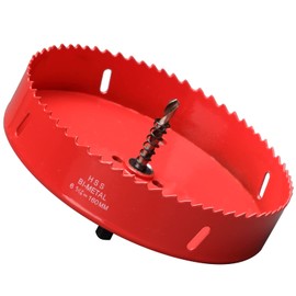 Hole Saw 160 mm, M42 HSS Hole Drill Set Bi-Metal with Hex Shank and Centring Metal Drill Bits Set for Metal, Iron, Aluminium, Wood, Drywall, Plastic, Fibreboard, Red