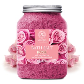 Rose Bath Salts 46 Oz - Natural Rosewood Oil & Rose Extract - Best for Relaxing - Good Sleep - Beauty - Bathing - Body Care - Wellness - Relax - Aromatherapy - Spa