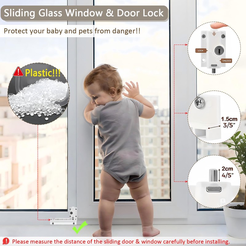 PILISPARK Patio Sliding Door Security Foot Lock Kick Lock with