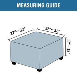 H.VERSAILTEX Square Ottoman Covers Ottoman Slipcovers Folding Storage Stool Furniture Protector Form Fit with Elastic Bottom, Stretch High Spandex Small Checks Jacquard Fabric(Large,Ivory)