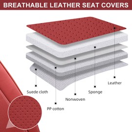 KIDYACWST Auto Car Seat Covers Accessories Front Seat Leather Cushion Protector Breathable Waterproof Seat Cover for Cars Universal Fit (Wine, Front Pair)