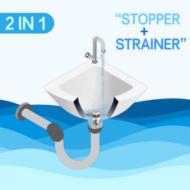 Upgraded Universal Bathroom Sink Stopper, Drain Plug Pop Up Sink Stopper with Basket Hair Catcher, Anti Clogging Sink Drain Filter for 1.1"-2" Drain Holes(1 Pack Silver)