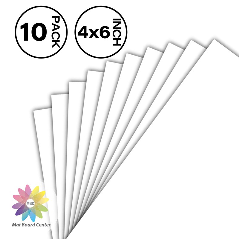 Mat Board Center, 10 Pack 4x6 White Backing Boards, Cardboard