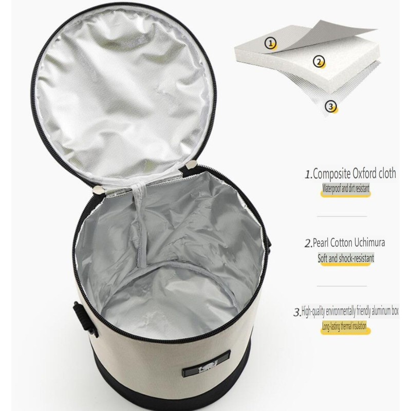XINGNIAO Japanese Style Round Bento Bag Large Capacity Insulated Waterproof