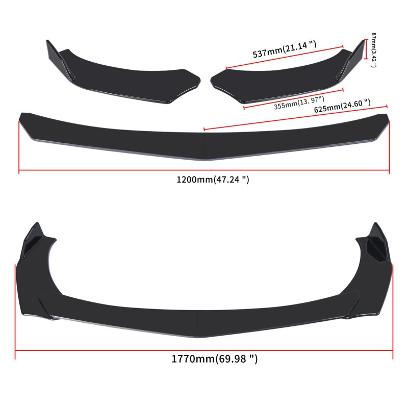 Unbranded Universal Car Front Bumper Lip Chin Spoiler Splitter Glossy