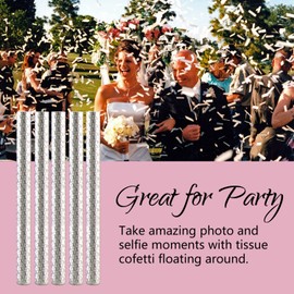 BATTIFE 7Pack White Confetti Wands, Confetti Shoot Poppers, Tissue Paper Confetti Flick Flutter Sticks for Wedding Celebrations Anniversary Birthday Party, 14 Inch