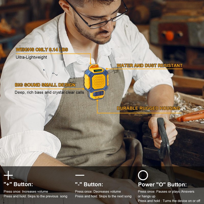 AMICROSS Wearable Bluetooth Speaker - Magnetic Clip-On Wireless Portable Mini