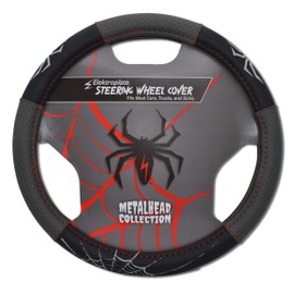 Elektroplate Metalhead Spider Premium Steering Wheel Cover - Small, Fits Most Cars