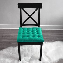 My Infinity Store Square Tufted Plush Chair Pad/Cushion for Kitchen Bar Stool Dining Room Durable Reversible with Tie Backs Size 15 in (Green, 4)