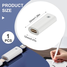 ZFRITP 1 x Pencil Adapter, Adapter Pencil 1 to USB C, Charging Adapter Compatible, Bluetooth USB-C to Adapter for Lightning