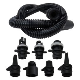 JRSHOME New Paddle Board Pump Adapter Hose Sup Pump Adaptor Kit w/ 7 Air Valve Nozzles and 3.3 Ft Hose for Most Electric Air Pumps-0.8inch Mounting Port Size