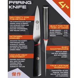 KESSAKU 4-Inch Paring Knife - Spectre Series - Forged Japanese AUS-8 High Carbon Stainless Steel - Pakkawood Handle with Blade Guard