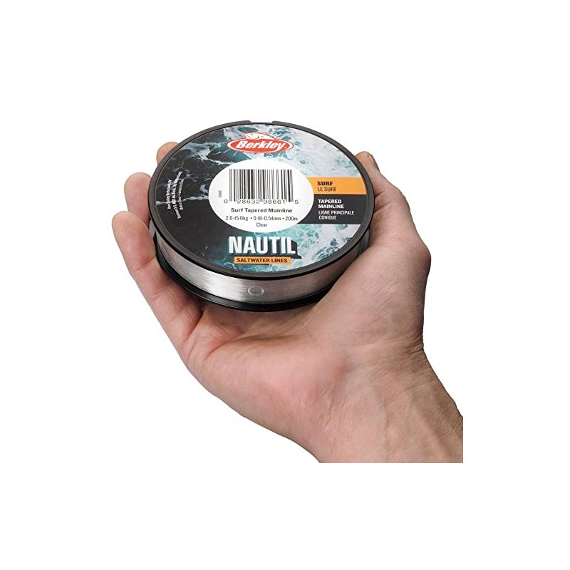 Berkley Nautil Surf Monofilament Tapared Main Fishing Line (Clear, 0.28mm-0.57mm,