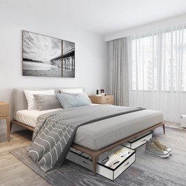 Shoe Storage Organizer Under Bed, 2 Pack Fits 32 Pairs, Extra Large Shoe Container with Clear Cover & Zippers, Breathable Fabric Underbed Storage Solution for Sneakers, Slippers, Closet, Durable, Grey