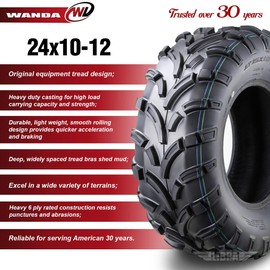 WANDA ATV Tires 24x10-12 24x10x12 /6PR Lit Mud, Set 2-10432