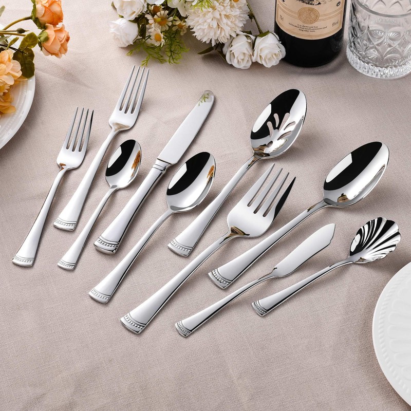 45 Pieces Flatware Set for 8, 18/10 Stainless Steel Heavy