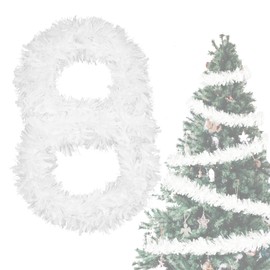 Tinsel Christmas Tree White 4 x 3 m Garland Christmas - Christmas Garlands Shiny Tinsel Garland Diameter 9 cm, Fir Garland Christmas Tree Decoration White Christmas Tree Decoration Garland Decoration