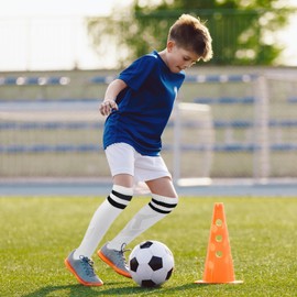 HYCLES Football Socks Children's Athletic Socks 1/2 Pair for Boys and Girls Breathable Grip Sports Training Football Socks Football Training Running Sports 3-6 Years, 02# White x 1