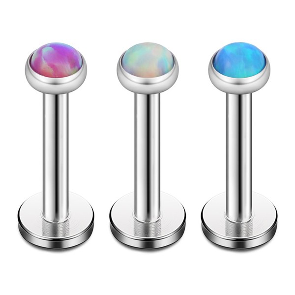 Ruifan Mix Color Opal Internally Threaded Stainless Steel Labret Monroe