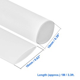 MACHSWON Heat Shrink Tubing 10mm Dia 16mm Flat Width 2:1 Ratio Electrical Wire Cable Wrap Sleeve Shrinkable Tube 1m - White