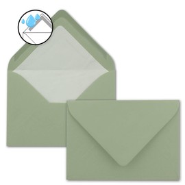 25 x Envelopes in Eucalyptus Green - Envelopes in DIN B6 - 12.5 x 17.6 cm Ribbed Paper - White Silk Lining for Christmas and Festive Occasions