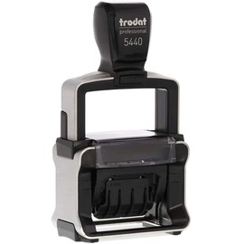 Trodat 5440 Heavy Duty Dater, Month Day Year Format, with Interchangeable Premade Die Plates Red Date and Blue Text