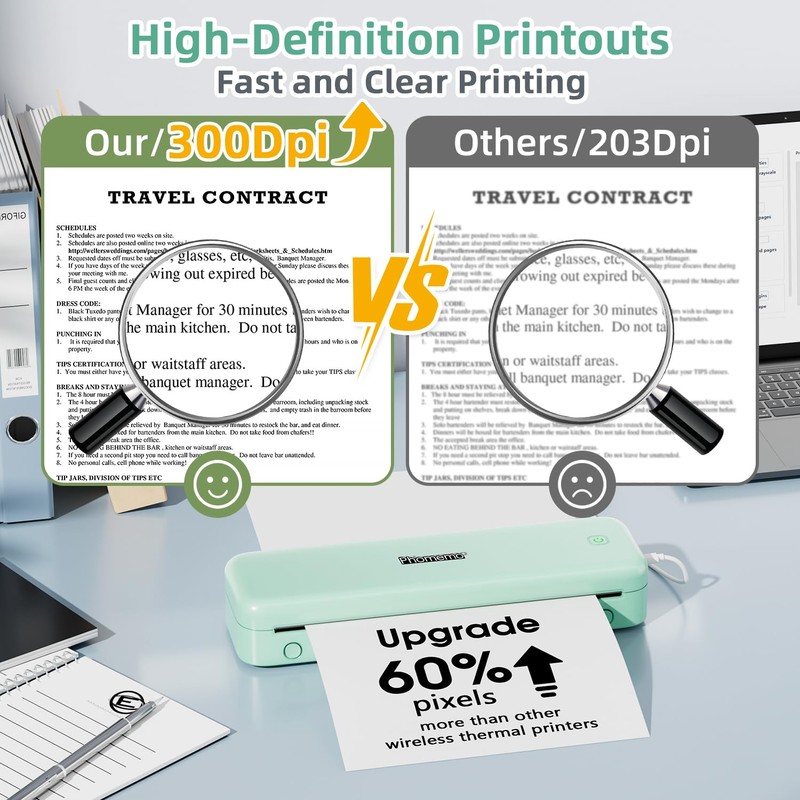 Phomemo M834 Portable Printer, Wireless Bluetooth Thermal Printer, Support Multi-Size