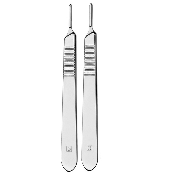 Scalpel Handle Flat Design, Plain with Grip Grooves - Stainless