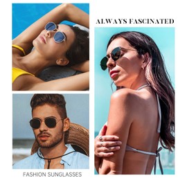 KALIYADI Sunglasses for Women and Men, Polarized Square UV Protection, Trendy Metal Frame Hexagon Sunglasses (Gold Frame Blue Lens)