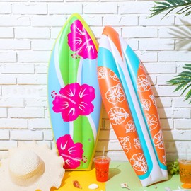 JellyArch 4 Pcs Inflatable Surf Board 36 Inch Inflatable Pool Floats Luau Hawaiian Party Decorations Tropical Flower Blow up Surfboard for Wall Beach Party Decorations