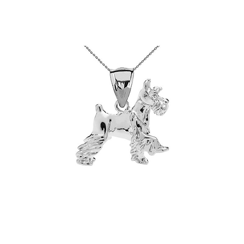 Solid Sterling Silver Schnauzer Charm Pendant Necklace with 22" chain