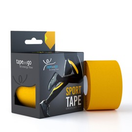 Tape and Go Kinesiology Tape for Athletes - 5 m Flexibility, Waterproof & Stylish Design for High Performance, Latex-Free Physio Tape - Yellow