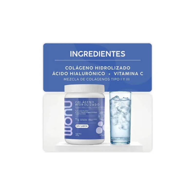 Colágeno Hidrolizado Wonu 600g Servicios Sabor Natural Ácido Hiluronico Vitamina