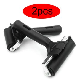 Dtoterul Rubber Roller Pack of 2 Lino Roller Black Rubber Roller Pressure Roller Hard Rubber Brayer Roller Roller Roller Lino Paint Roller with Handle for Block Pressure and Crafts (6 cm, 10 cm)
