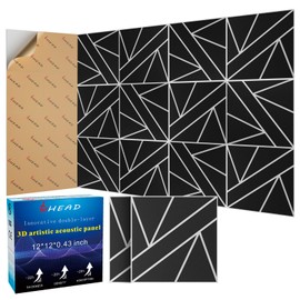 12 Pack 2-Layer Soundproof Wall Panels, 12 x 12 x 0.43 in Sound Proof FoamPanels for Walls, 1.1lb/ft³ High Density, Thicker 0.43 in, 3D AcousticPanels,Artistic Noise Dampening Panels Black&White