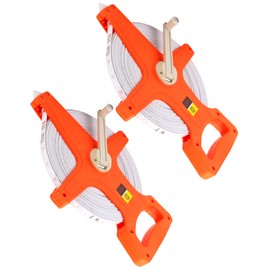 QWORK 1/2" x 330' Fiberglass Tape Measure, 2 Pack Engineer's Open Reel Dual Sided Measure, Orange