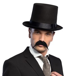 Boland 01809 - Moustache Detective One Size, Black, Artificial Moustache, Make-Up, Costume, Carnival, Theme Party