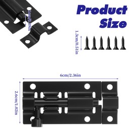 Deadbolt Lock Pack of 4 Door Bolt Black Sliding Lock Stainless Steel Latch Gate Bolt Gate Slider with Hole Lockable Door Bolt Security Door Bolt for Window Gate Fence