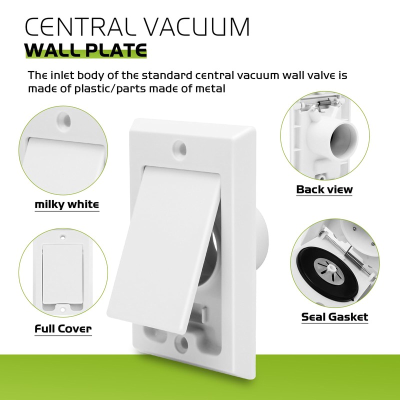 Central Vacuum Square Door Low Volt Inlet Wall Plate for