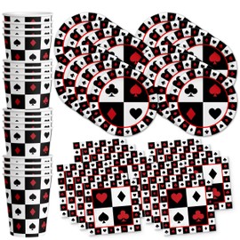 Casino Card Night Birthday Party Supplies Set Plates Napkins Cups Tableware Kit for 16