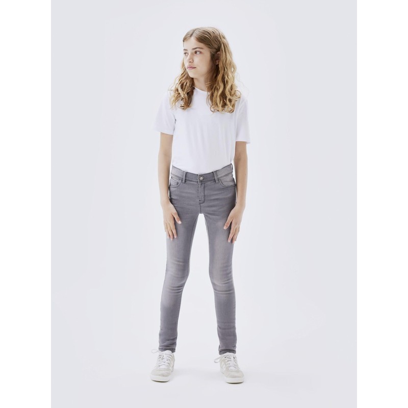 NAME IT Girl Jeans Skinny Fit Stretch, Light Grey Denim